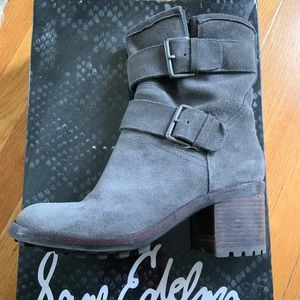 Sam Edelman Grey Suede Pull-on Moto Boot